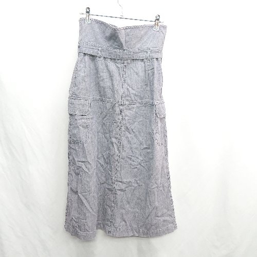 フクワウチの◇ Θ HUMAN WOMAN ハイウエスト ウエスト紐付き デニム生地 ロング丈 タイト スカート サイズ2 グレー系 レディース E 【中古】｜アングル2