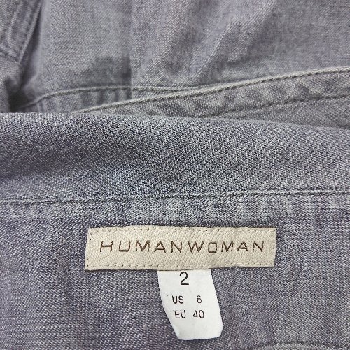 フクワウチの◇ Θ HUMAN WOMAN ハイウエスト ウエスト紐付き デニム生地 ロング丈 タイト スカート サイズ2 グレー系 レディース E 【中古】｜アングル3