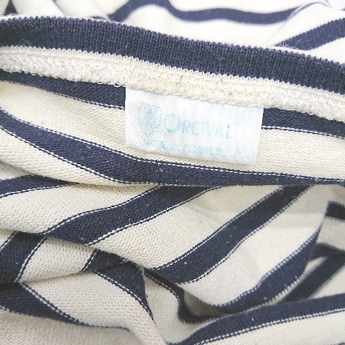 ◇ ⊂ ORCIVAL オーシバル ボーダー 半袖 チュニック サイズF ネイビー系 レディース E 【中古】