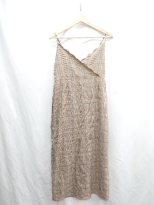 ◇ ⊂ naturalcouture ナチュラルクチュール チェック柄 キャミソール ロング ワンピース サイズF ブラウ..