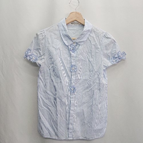 ◇ ◎ ⊂ Φ STRAWBERRY FIELDS ストロベリーフィールズ ストライプ 半袖 ブラウス サイズF ブルー系 レディース E 【中古】 ◇ ◎ ⊂ Φ STRAWBERRY FIELDS ストロベリーフィールズ ストライプ 半袖 ブラウス サイズF ブルー系 レディース E 【中古】
