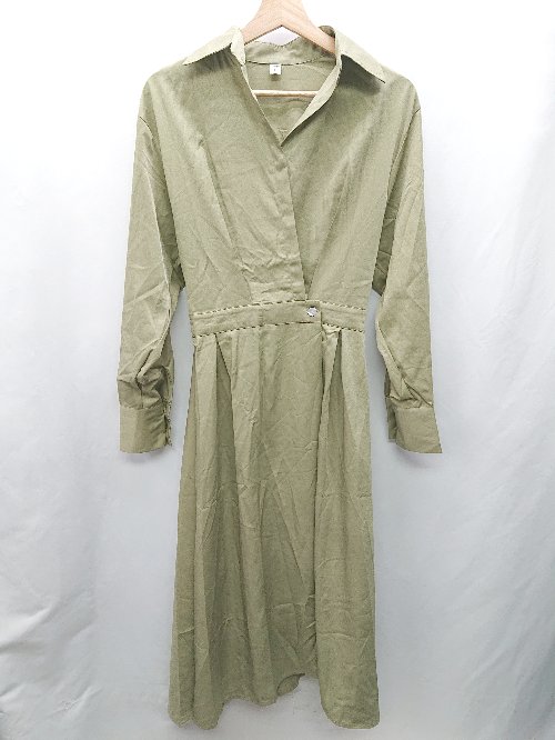 ◇ ⊂ TANIZ 長袖 ロング ワンピース サイズM カーキ レディース E 【中古】