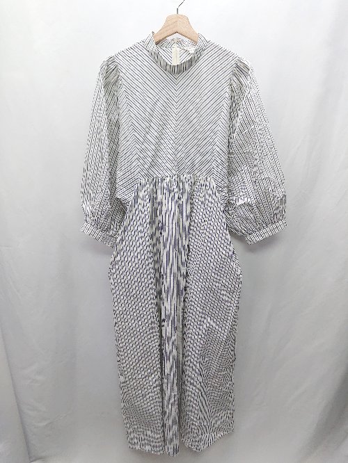 ◇ ⊂ MOUSSY マウジー ストライプ 長袖 ロング ワンピース サイズ2 ホワイト系 レディース E 【中古】