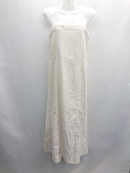 ◇ ⊂ Aunt Marie's ボックスプリーツ ノースリーブ ロング ワンピース サイズF ナチュラル系　ホワイト..