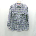 ◇ ⊇◎ Wrangler ラングラー チェック柄 長袖 シャツ サイズM パープル イエロー ブルー メンズ E 【中古】(4)