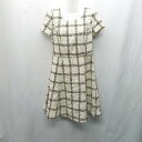 ◇ ⊇ CLEARIMPRESSION チェック柄 フレンチ 膝丈 ワンピース サイズ2 アイボリー ブラック ベージュ レディース E 【中古】