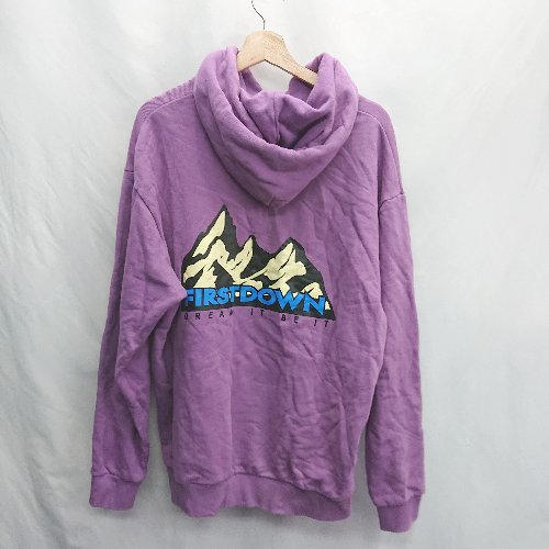 ◇ ⊇ FIRST DOWN ファーストダウン ロゴ刺繍 長袖 スウェットトレーナー サイズXL パープル系 メンズ E 【中古】