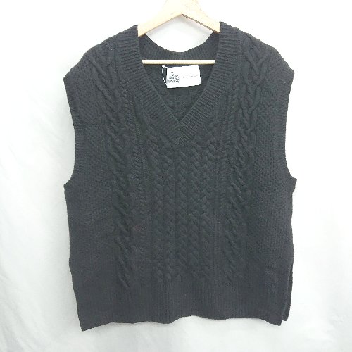 ◇ ⊇ green label relaxing ケーブル編み ニットベスト サイズ表記なし ブラック レディース メンズ E 【中古】