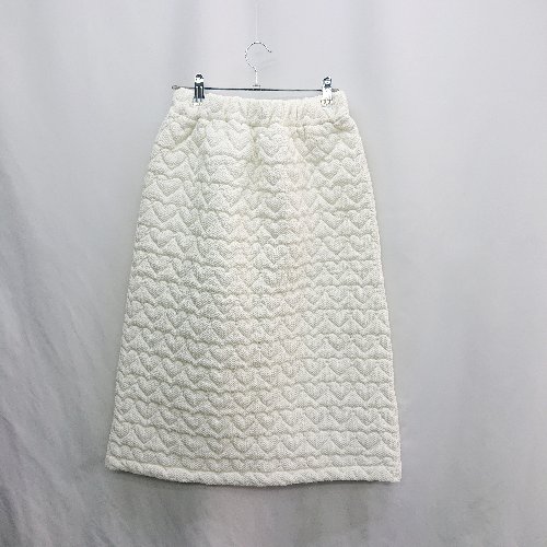 ◇ ◎●未使用● ⊇ selectshop k ハート柄キルティング 膝下丈 タイト スカート サイズF ホワイト系 レディース E 【中古】