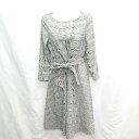 ◇ ⊇ Couture brooch 千鳥柄 総柄 ウエストベルト付属 長袖 ロング丈 ワンピース サイズ38 グレー系 レディース E 【中古】