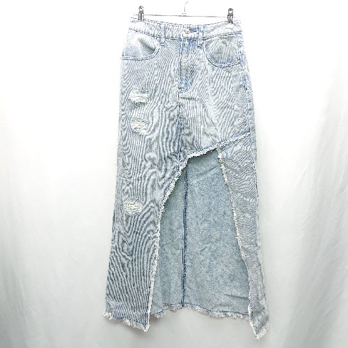 ◇ Θ GRL グレイル ダメージ加工 ロング 台形 デニムスカート サイズM ブルー レディース E 【中古】のサムネイル