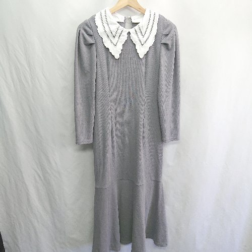 ◇ ⊇ tocco closet トッコ クローゼット 襟レース 長袖 ロング ニットワンピース サイズM パープル レディース E 【中古】