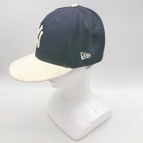 ◇ Θ NEWERA ロゴ刺繡 キャップ ネイビー クリーム系 サイズ60.6 メンズ レディース E 【中古】