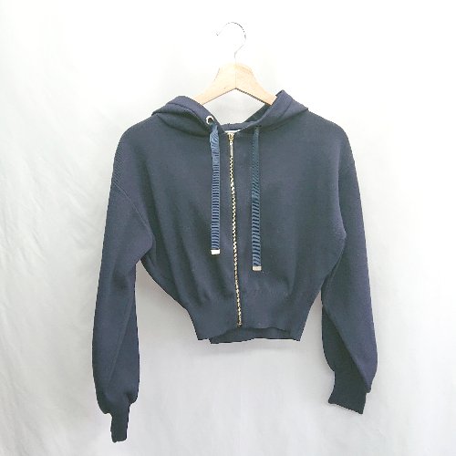 ◇ ⊇ ASTORIA ODIER アストリアオディール ジップアップ 長袖 ニットパーカー サイズS ネイビー レディース E 【中古】