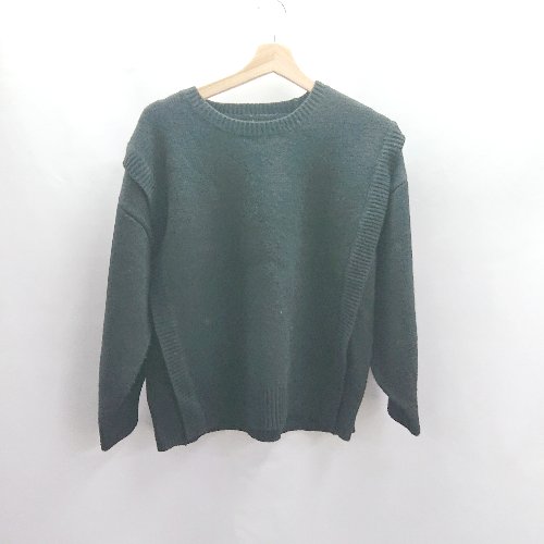 ◇ ⊇ ur's ユアーズ リブ装飾 オーバーサイズ 長袖 ニット セーター サイズS ブラック レディース E 【..