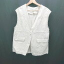◇ ⊂Φ Simplicite シンプリシテェ ヘリンボーン柄 袖なし ジレ 表記なし ナチュラル系 レディース E 【中古】(4)