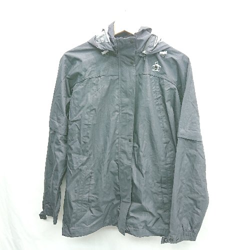 ◇ ⊇◎ Munsingwear チェック柄 長袖 ナイロンパーカー マウンテンパーカー サイズL ブラック レディース E 【中古】