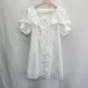 ◇ ⊂◎●未使用● Ank Rouge レース フリル キャバドレス 半袖 ミニ丈 ワンピース サイズM ホワイト レディース E 【中古】