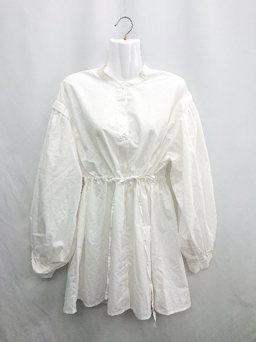 ◇ ⊂ continuer de NICE CLAUP コンティニューデナイスクラップ 長袖 チュニック サイズF ホワイト レディース E 【中古】