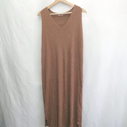 ◇ ⊂ Bab Vネック スリット加工 ニット ロング丈 ワンピース サイズF ブラウン レディース E 【中古】 ◇ ⊂ Bab Vネック スリット加工 ニット ロング丈 ワンピース サイズF ブラウン レディース E 【中古】