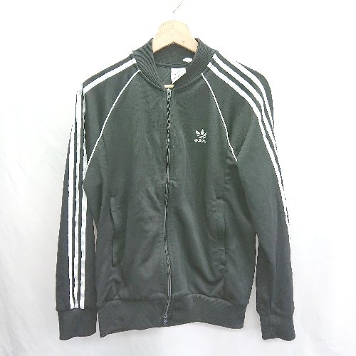 ◇ ⊇ adidas アディダス ライン入り 長袖 トラックジャケット サイズL ブラック ホワイト メンズ レディース E 【中古】