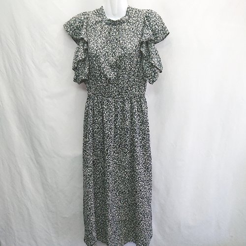 ◇ ⊂ OLIVE des OLIVE 花柄 ウエストゴム 半袖 ロング丈 ワンピース サイズF ブラック ホワイト レディース E 【中古】 ◇ ⊂ OLIVE des OLIVE 花柄 ウエストゴム 半袖 ロング丈 ワンピース サイズF ブラック ホワイト レディース E 【中古】