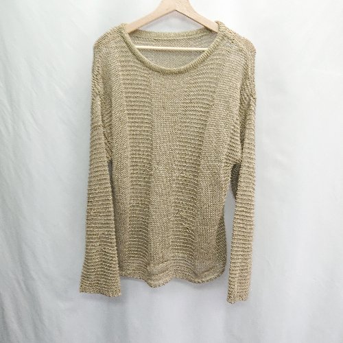 ◇ ⊂ GALLARDAGALANTE ガリャルダガランテ ラメ かぎ編み 長袖 メッシュニット サイズF ベージュ レディース E 【中古】