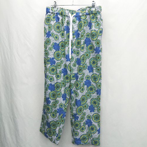 ◇ Θ Thread The Screen ウエストゴム 総柄 イージーパンツ サイズL ブルー イエロー レディース E 【中..