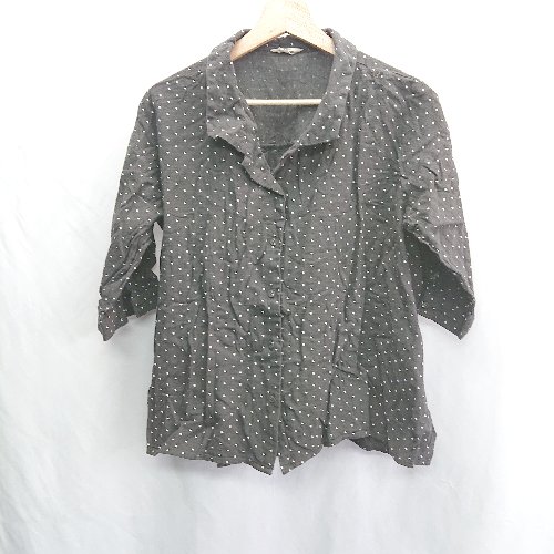 ◇ ⊂ SM2 サマンサ モスモス ドット柄 七分袖 シャツ サイズF ブラック系 レディース E 【中古】