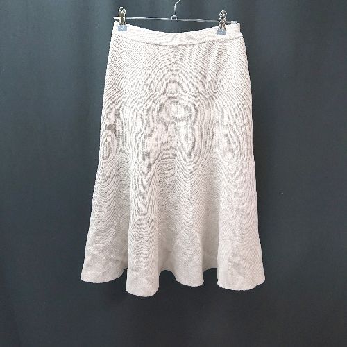 ◇ Liala PG ニット ウエストゴム ペプラム風 ナチュラル ロング丈 フレア スカート サイズM クリーム レディース E 【中古】(4)