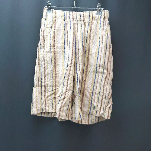 ◇ wakami ワカミ ウエストゴム コットン100% ゆったり ハーフパンツ サイズL イエロー系 メンズ E 【中古】