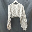 ◇ W.W.G ショート丈、衿、袖切りっぱなしデザイン 長袖 ニット サイズF グレー/マルチ レディース E 【中古】