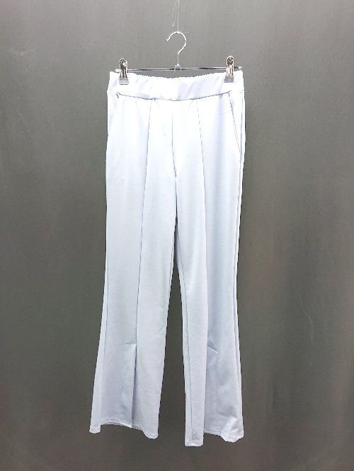 楽天フクワウチ◇ abitokyo アビトーキョー ウエストゴム 裾スリット サラサラ生地 綺麗め スラックス サイズM ブルー系 レディース E 【中古】