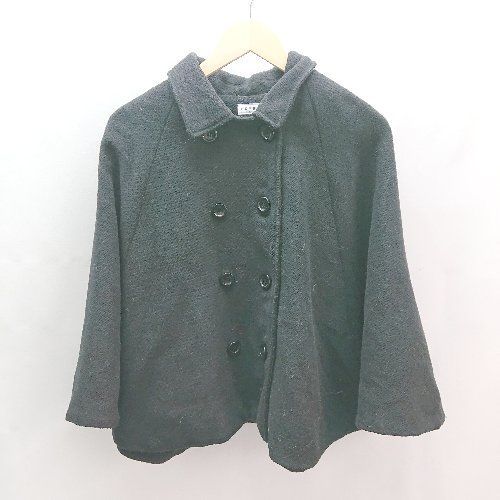◇ LEPSIM レプシィム 冬物 生地厚手 ボタン閉め 綺麗め ポンチョ サイズM ブラック レディース E 【中古】