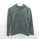 ◇ UNDER ARMOUR フーディー ワンポイント 裏起毛 ジップアップ シンプル 長袖 パーカー サイズ160 ブラック レディース E 【中古】