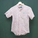 ◇ POLO RALPH LAUREN キッズ ギンガムチェック 刺繡ロゴ カジュアル 半袖 シャツ サイズ150 ピンク レディース メンズ E...