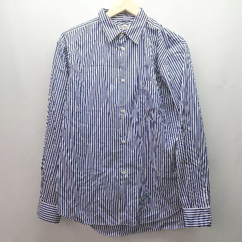 ◇ THIMAS MASON ロンドンストライプ 爽やか 高級感 長袖 シャツ サイズM ブルー メンズ E 【中古】