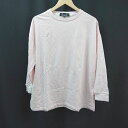 ◇ CavariA キャバリア サイドスリット シンプル 無地 オーバーサイズ 長袖 Tシャツ サイズM ピンク レディース E 【中古】(4)
