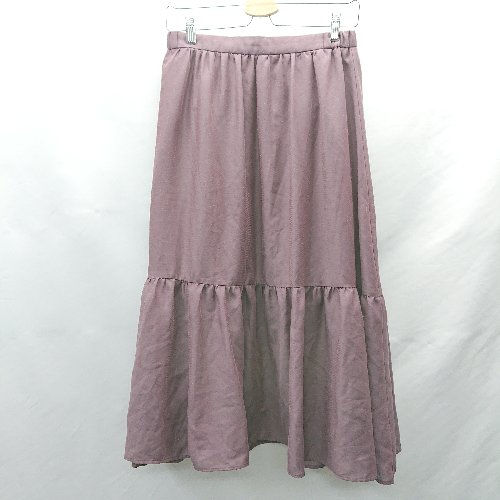 ◇ ⊂Φ Reflect リフレクト ウエストゴム 裾フリル ロング フレア スカート サイズ11 レッドブラウン レディース E 【中古】