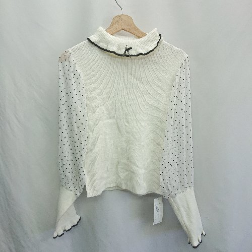 ◇ ⊇ ◎●未使用● DEICY デイシー シアー ドット 水玉 長袖 異素材ドッキングニット サイズM ホワイト系 レディース E 【中古】 ◇ ⊇ ◎●未使用● DEICY デイシー シアー ドット 水玉 長袖 異素材ドッキングニット サイズM ホワイト系 レディース E 【中古】