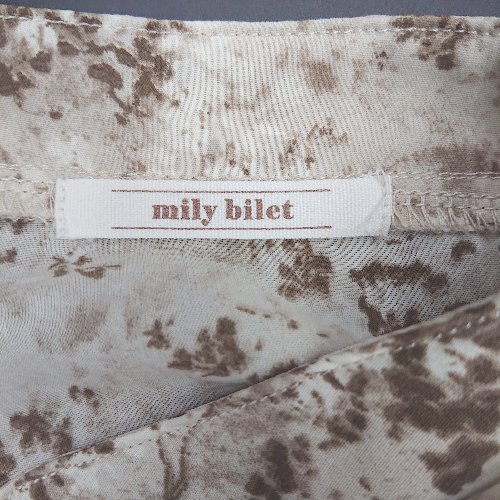 ◇ ⊂ mily bilet ミウィビレット 花柄 フレア袖 半袖 ロング ワンピース サイズS ブラウン系 レディース E 【中古】