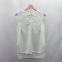 ◇ ⊂Φ LOUNGEDRESS ラウンジドレス Vネック ノースリーブ ブラウス サイズフリー ホワイト レディース E 【中古】