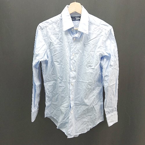 ◇ maker's shirt 鎌倉 シンプル ビジネス 無地 スリムフィット 長袖 シャツ サイズ表記なし ブルー メンズ E 【中古】