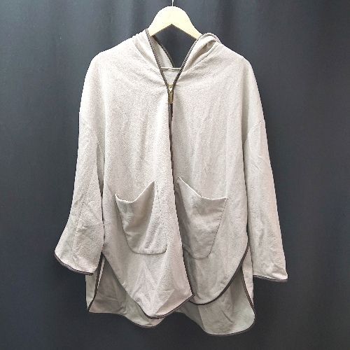◇ Spick & Span ジップアップ サイドスリット フード おしゃれ 七分丈 カーディガン サイズ38 ベージュ レディース E 【中古】