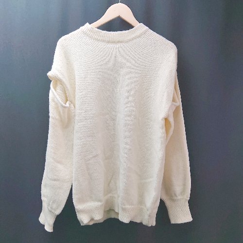 ◇ m line セーター 無地 カジュアル おしゃれ ショルダースリット 長袖 ニット サイズFREE ベージュ レ..