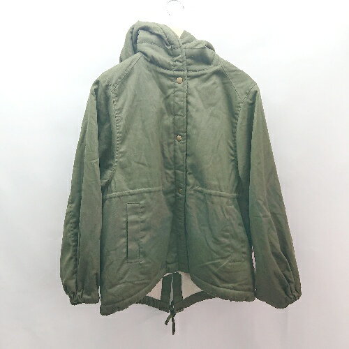 ◇ earth music&ecology シンプル カジュアル 厚手 冬物 長袖 アウター サイズF カーキ レディース E 【中古】