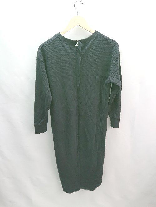 ◇ AZUL ENCANTO アズールエンカント 無地 ワッフル生地 シンプル 長袖 ロング ワンピース サイズM ブラック レディース E 【中古】