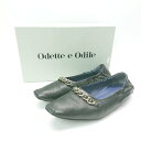 ◇ ◎ odette e odile バレエシューズ チェーン フラット エレガント パンプス サイズ23 1/2 ブラック レディース E 【中古】