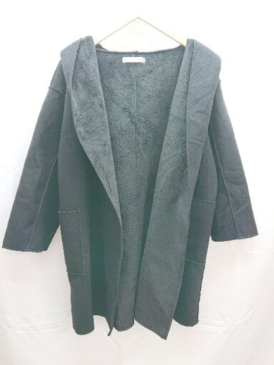 ■ BouJeloud 裏起毛 フード シンプル 長袖 コート サイズ38 ブラック系 レディース E 【中古】 ■ BouJeloud 裏起毛 フード シンプル 長袖 コート サイズ38 ブラック系 レディース E 【中古】