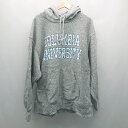 ◇ GU 文字入り カジュアル おしゃれ 秋コーデ 春コーデ 長袖 パーカー サイズXXL グレー レディース E 【中古】